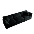 Free Combination Comfy Upholstery Modular Oversized L Shaped Sectional Sofa With Reversible Ottoman, Black Chenille Black Chenille 3 Seat