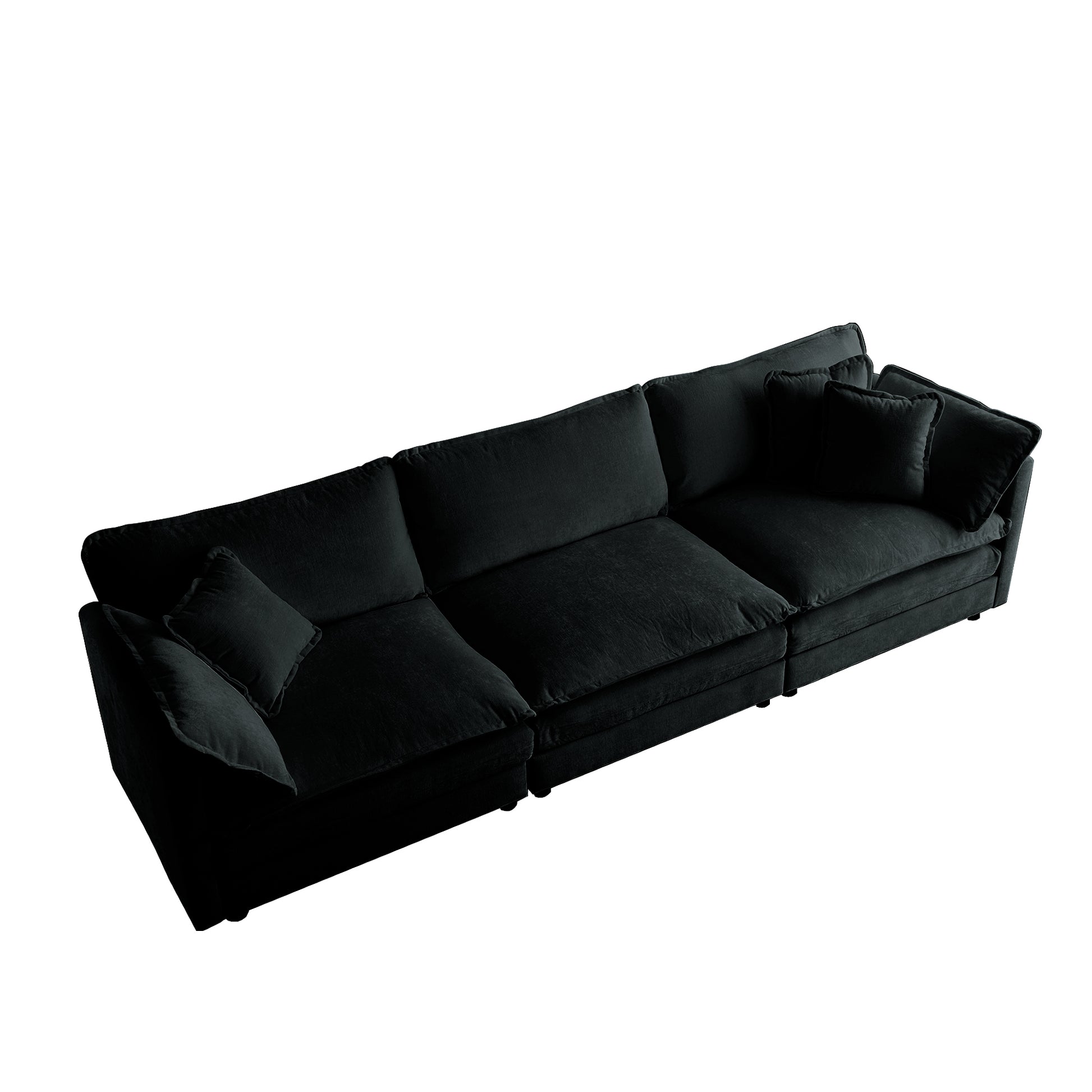 Free Combination Comfy Upholstery Modular Oversized L Shaped Sectional Sofa With Reversible Ottoman, Black Chenille Black Chenille 3 Seat