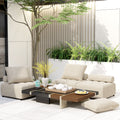 Outdoor Modular Sofa, With Aluminum Structure, Support Cushion And Back Cushion Cover Removable, Fade Resistant, Waterproof Sofa Cover Included,Light Brown The Ratebased On A Single Piece 5Unit Light Brown Aluminium 5 Seat