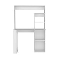 Carroll Computer Desk With Hutch And Storage Shelves White Office Modern Freestanding Rectangular Desk Mdf Engineered Wood