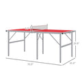 Soozier Mini Ping Pong Table Set For Outdoor And Indoor, Foldable Table Tennis Table With Net, 2 Paddles, 3 Balls, Adjustable Feet, Easy Assembly, Red Red Aluminum