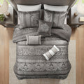 7 Piece Jacquard Comforter Set Grey Cal King California King Grey Polyester