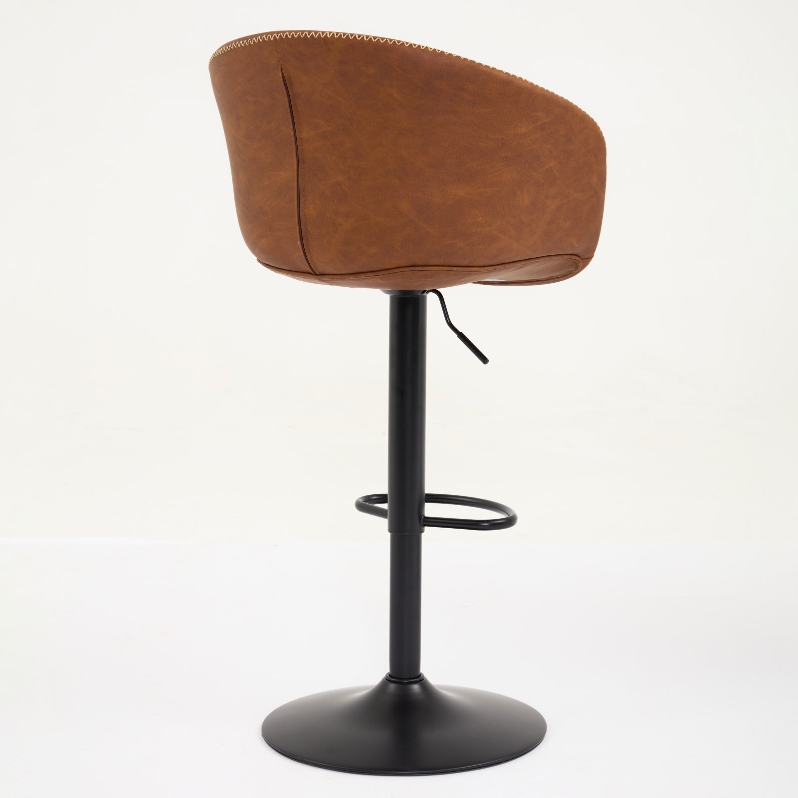 Adjustable Swivel Bar Stools, Mid Century Modern Pu Leather Upholstered Counter Height Bar Stool, Kitchen Island Barstools With Minimalism Style, 1 Chair 1Carton,Brown Brown Pu Mid Century Modern,Minimalist Bar Stools 1 Foam Pu Leather