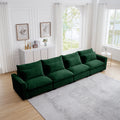 4 Seater Deep Seat Couches For Living Room, Comfy Green Corduroy Sofas For Living Room Modern With 4 Waist Pillows Green Corduroy 4 Seat