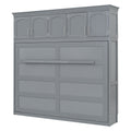 Queen Size Murphy Bed Wall Bed With Top Cabinets,Gray Queen Gray Plywood