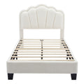 2 Pieces Bedroom Sets Twin Size Flower Shaped Upholstered Led Platform Bed With Storage Ottoman Sherpa Fabric, White Twin White 2 Piece Set Wood