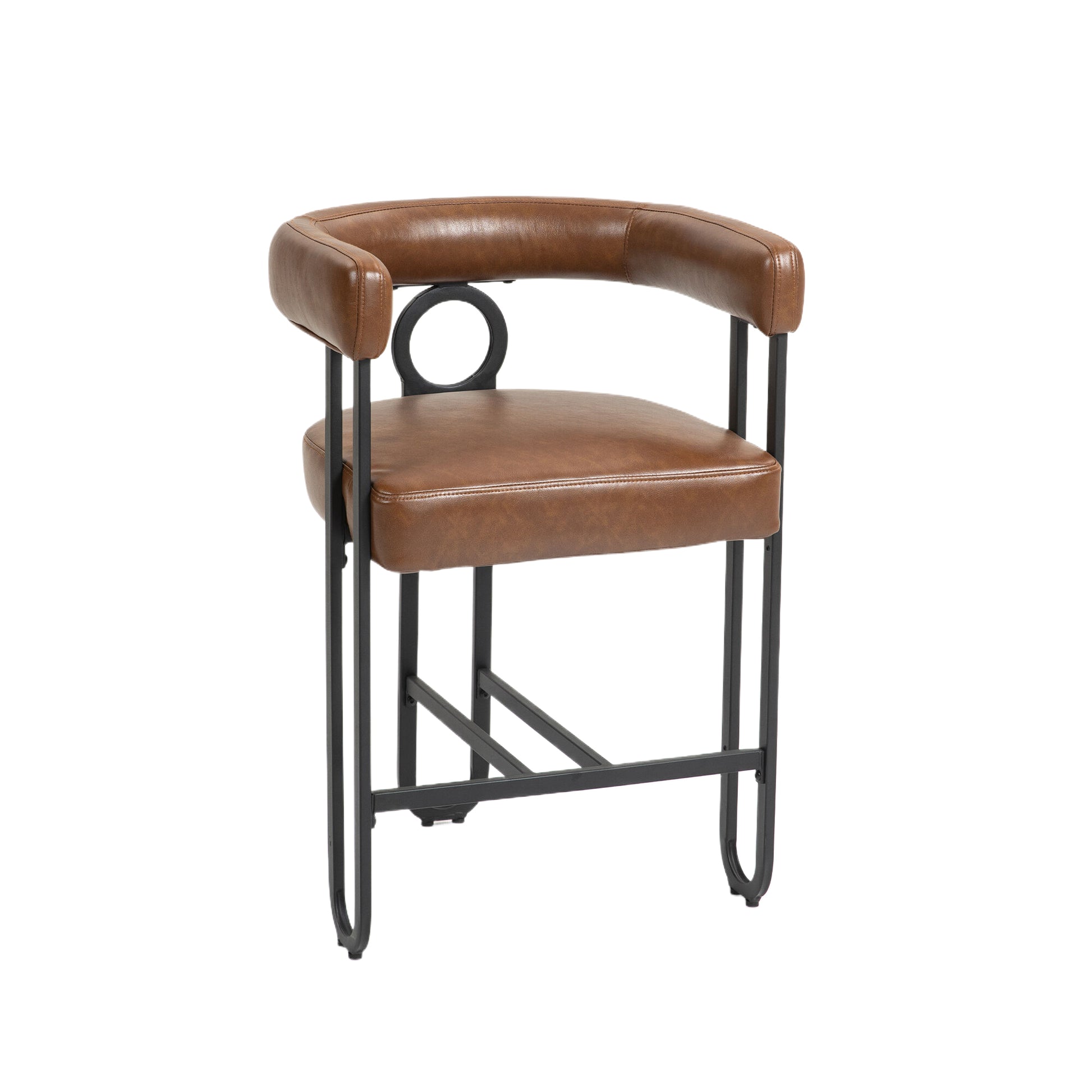 Coolmore Bar Stools Set Of 2, Modern Bar Stool With Back, Black Metal Frames, Upholstered Bar Stools For Kitchen Island, Pub, Club Light Brown Pu Light Brown Dining Room Foam Pu Leather