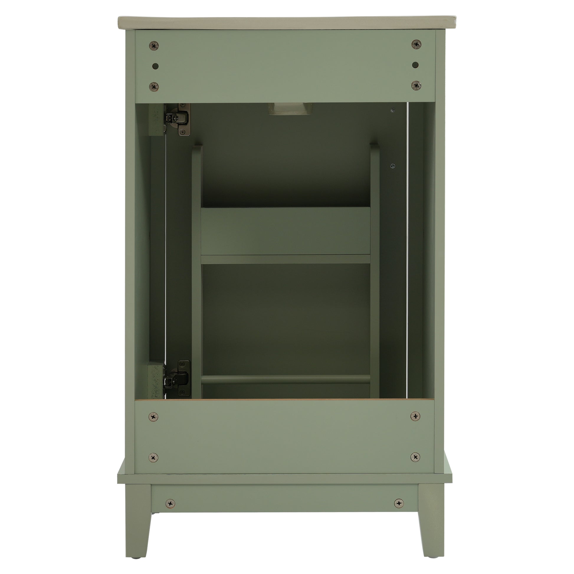 Viedo 20 Inch Modern Small Bathroom Vanity Cabinet With Ceramic Basin 20*15.5*33.3 Inches,Ample Storage,1 Soft Close Door Green Bathroom Solid Wood Mdf