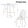 Table And Chair Set, Mdf Desktop, White Metal Table Legs, Stable And Beautiful, Suitable For Most Styles Of Home. Modern Simple Dining Table, Comfortable Seating. White Seats 4 Mdf