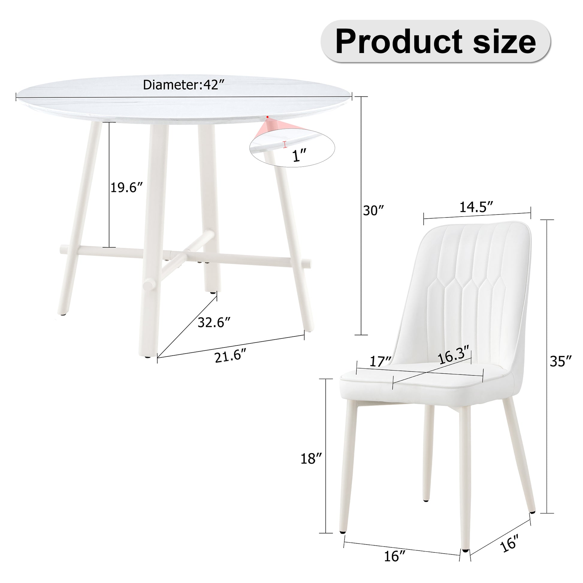 Table And Chair Set, Mdf Desktop, White Metal Table Legs, Stable And Beautiful, Suitable For Most Styles Of Home. Modern Simple Dining Table, Comfortable Seating. White Seats 4 Mdf