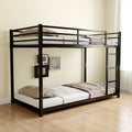 Metal Twin Over Full Bunk Bed Heavy Duty Sturdy Metal Noise Reduced Safety Guardrail No Box Spring Needed,Black Twin Black Metal Metal