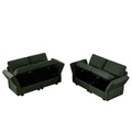Living Room Furniture Sets, 2 Piece Comfy Upholstered Sofa Couch Set, Mid Century Modern Loveseat Sofa Sets With Storage Space Small Spaces Under Seats, Adjustable Arms And Backs Green Green Polyester 4 Seat