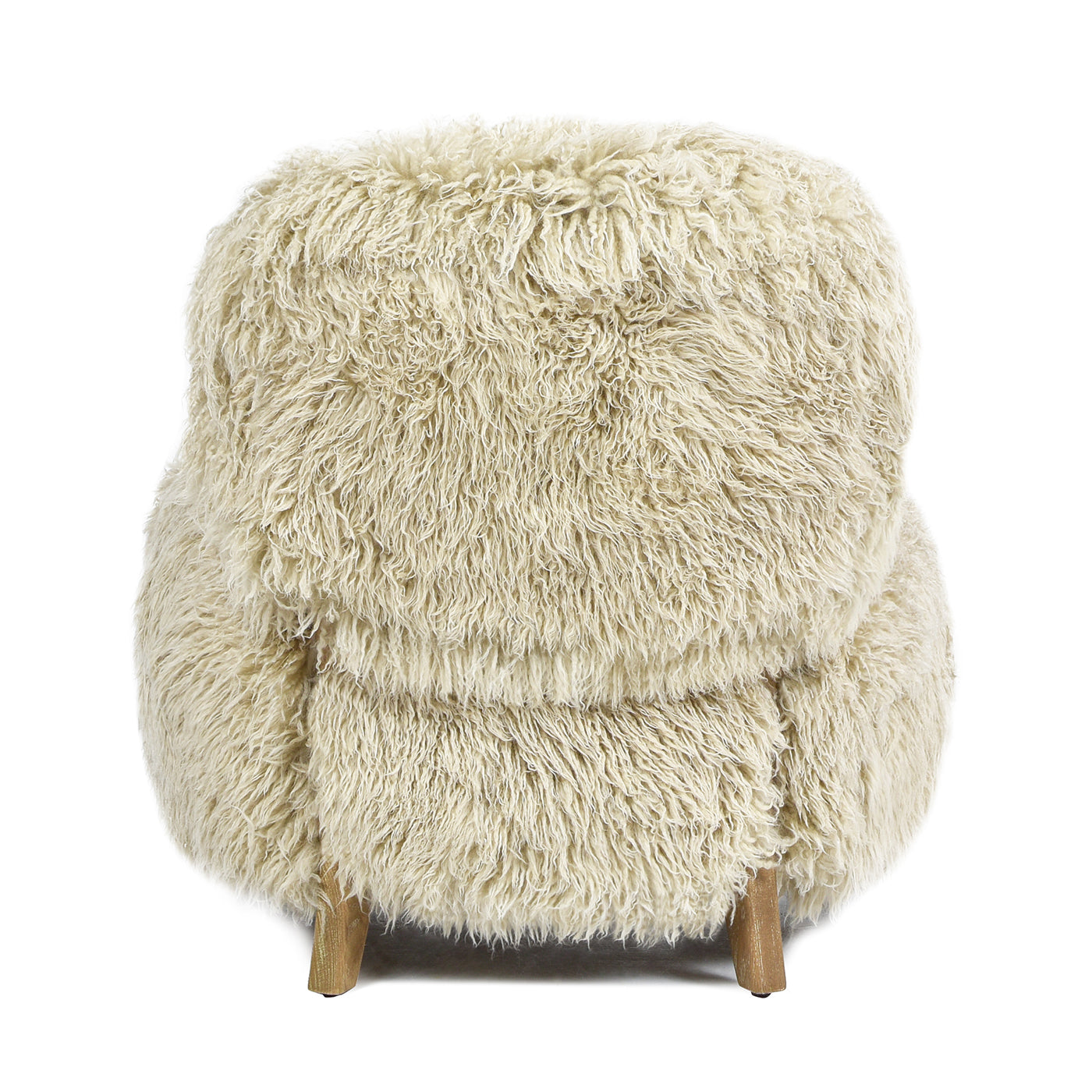 Enchante 28.5" Mongolian Sheepskin Accent Arm Chair, Taupe Beige Genuine Fur Taupe Natural Foam Fur