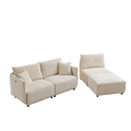 Multi Module Combination Style Sofa For Living Room, Bedroom And Other Lounge Spaces, Modern Minimalist Corduroy Combination Sofa With 2 Comfort Cushions With Usb & C Charging Ports,Beige,Two Sets Beige Foam Fabric 8 Seat
