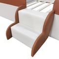 Full Size Upholstered Daybed Frame With Fence And Stairs, Brown White Full Brown White Mdf Lvl