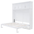 Full Size Murphy Bed Wall Bed With Top Cabinets,White Full White Plywood