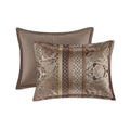 7 Piece Jacquard Comforter Set Brown Gold King King Brown Gold Polyester