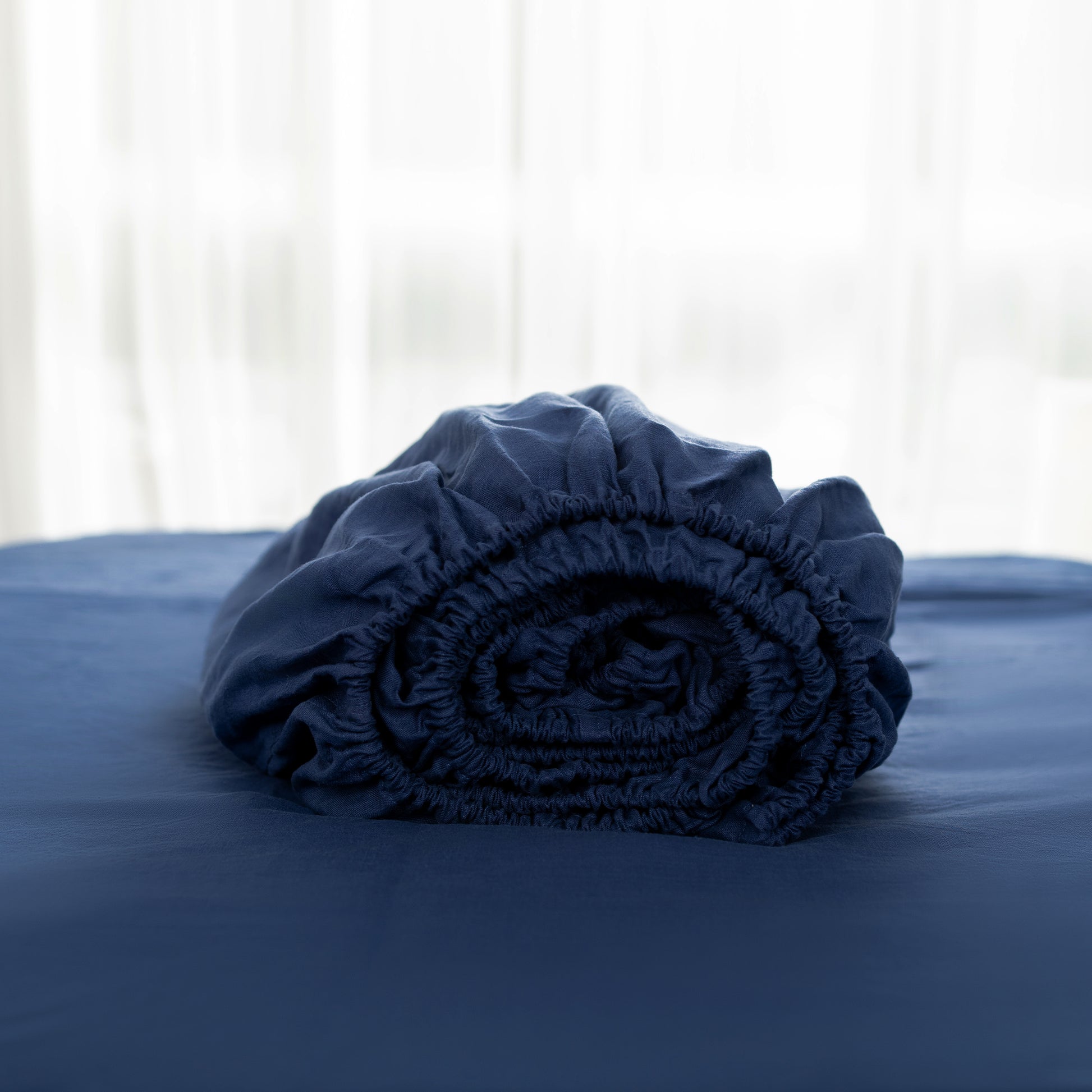 King Fitted Sheet 1 Pc, Bed Sheets King Size, Linen Sheets, Hotel Sheets,& Fade Resistant King Sheets Navy Linen