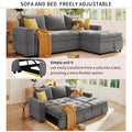 Soft Upholstered Sectional Sofa Bed With Storage Space, Suitable For Living Rooms And Apartments. Gray Wood Polyester 3 Seat