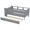 Multi Functional Twin Daybed With Drawers And Trundle, Headboard Storage And Tables, Usb Charging Station, Gray Box Spring Not Required Twin Gray Wood Daybeds Pine