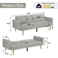 Multi Functional Futon Sofa Bed :Tapered Wood Legs Ideal For Small Living Rooms Multi Color Fabric Options Easily Converts To Single Bed,Grey Grey Velvet Wood Primary Living Space Medium Soft Mid Century Modern Square Arms Memory Foam Snowflake Velvet