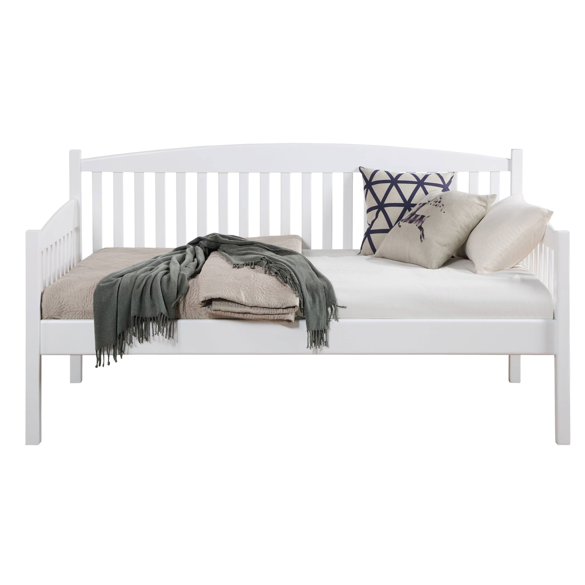 White Back Twin Daybed Box Spring Not Required Twin White Wood White Transitional Wood