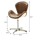 Retro Brown And Chrome Bucket Seat Accent Chair Brown Primary Living Space Traditional Fabric Metal