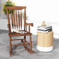 Outsunny Outdoor Wood Rocking Chair, 350 Lbs. Porch Rocker With High Back For Garden, Patio, Balcony, Teak Natural Wood