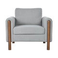 Oversized Accent Chair, Upholstered Living Room Chairs Single Sofa Chair With Walnut Legs, Curved Handrail, Grey Grey Teddy