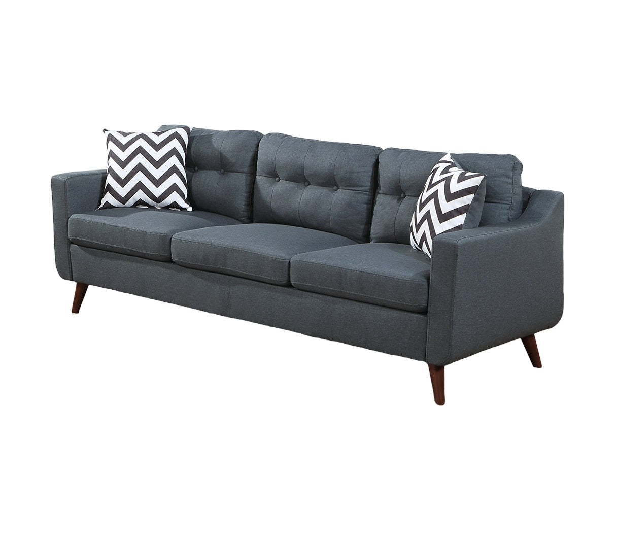 Modern Cozy Sofa Loveseat W Pillows 2Pc Sofa Set Blue Gray Polyfiber Couch Tufted Cushions Living Room Blue Gray Primary Living Space Firm Tufted Back Contemporary,Modern Pine Square Arms Linen Blend,Pine,Plywood 5 Seat