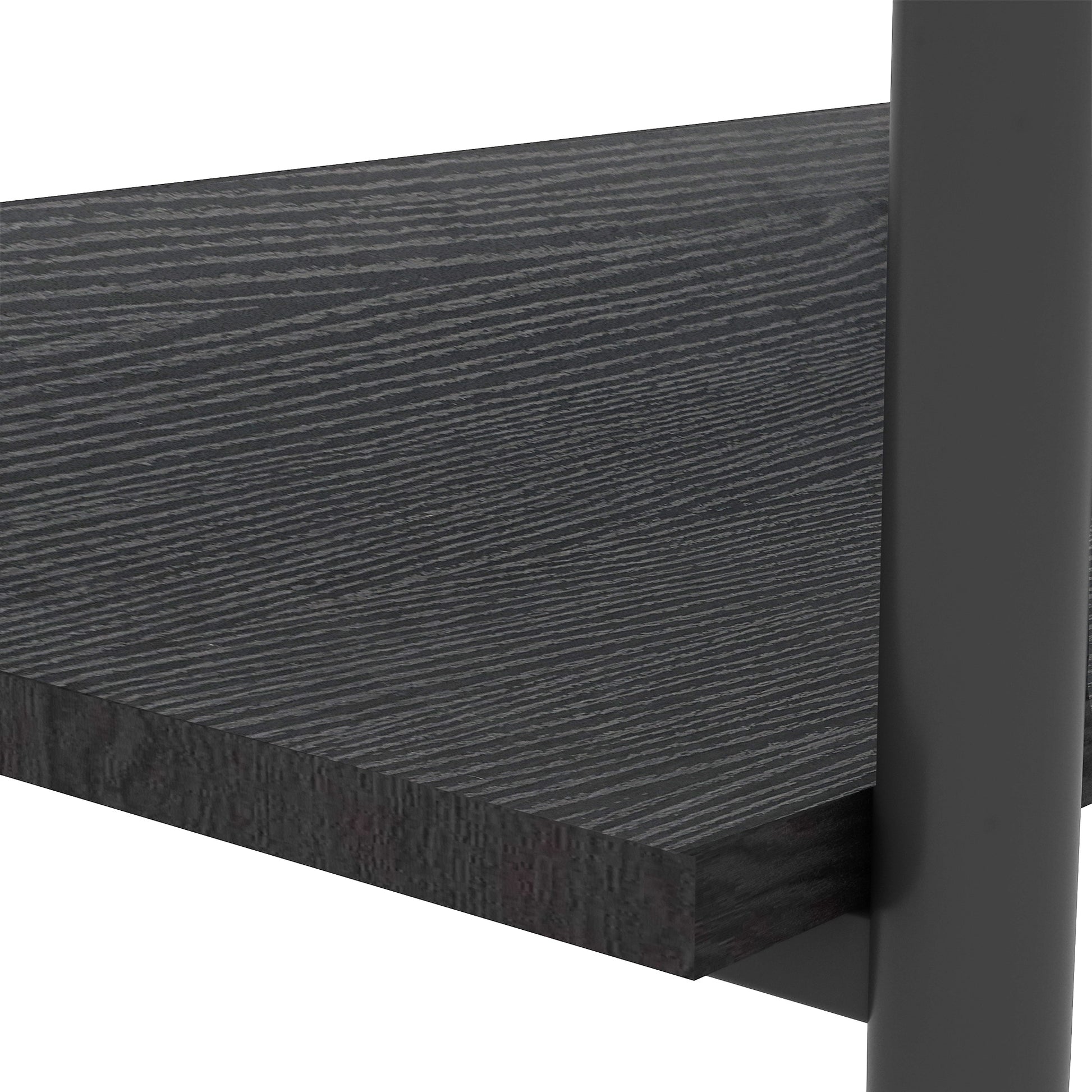 Rectangle Coffee Table With Gray Tempered Glass Top And Black Legs,Modern Table For Living Room Gray Tempered Glass