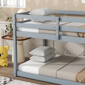 Solid Wooden, Solid Rubber Wooden Twin Over Twin Loft Bed With Ladder, With Bed Platform Of Strengthened Slatsgrey Twin Grey Rubber Wood