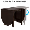 Retro Drop Leaf Table Rubber Wood Dining Table With Spacious Tabletop Small Drawer For Small Space Kitchen Dark Brown Brown Rubber Wood