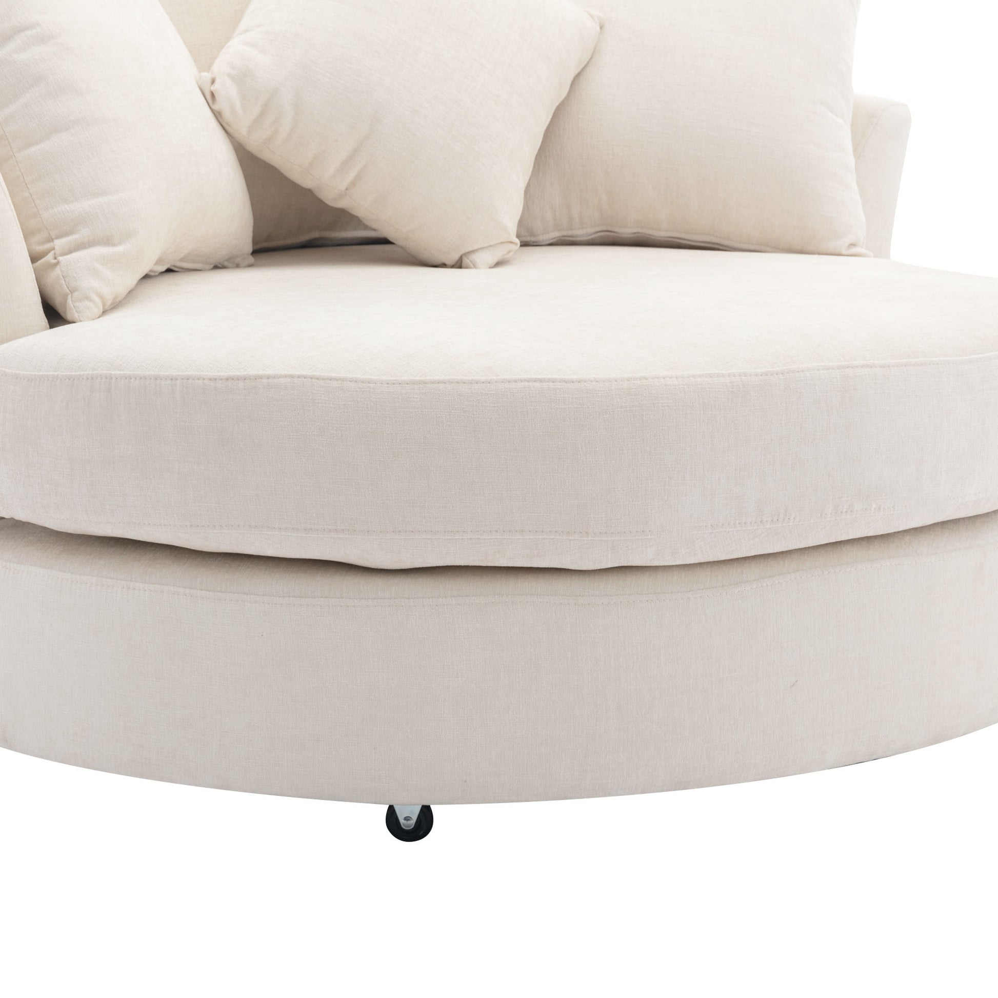 Orisfur. 360 Swivel Accent Barrel Chair With Storage Ottoman & 4 Pillows, Modern Chenille Leisure Chair Round Accent For Living Room, Cream Cream Foam Chenille