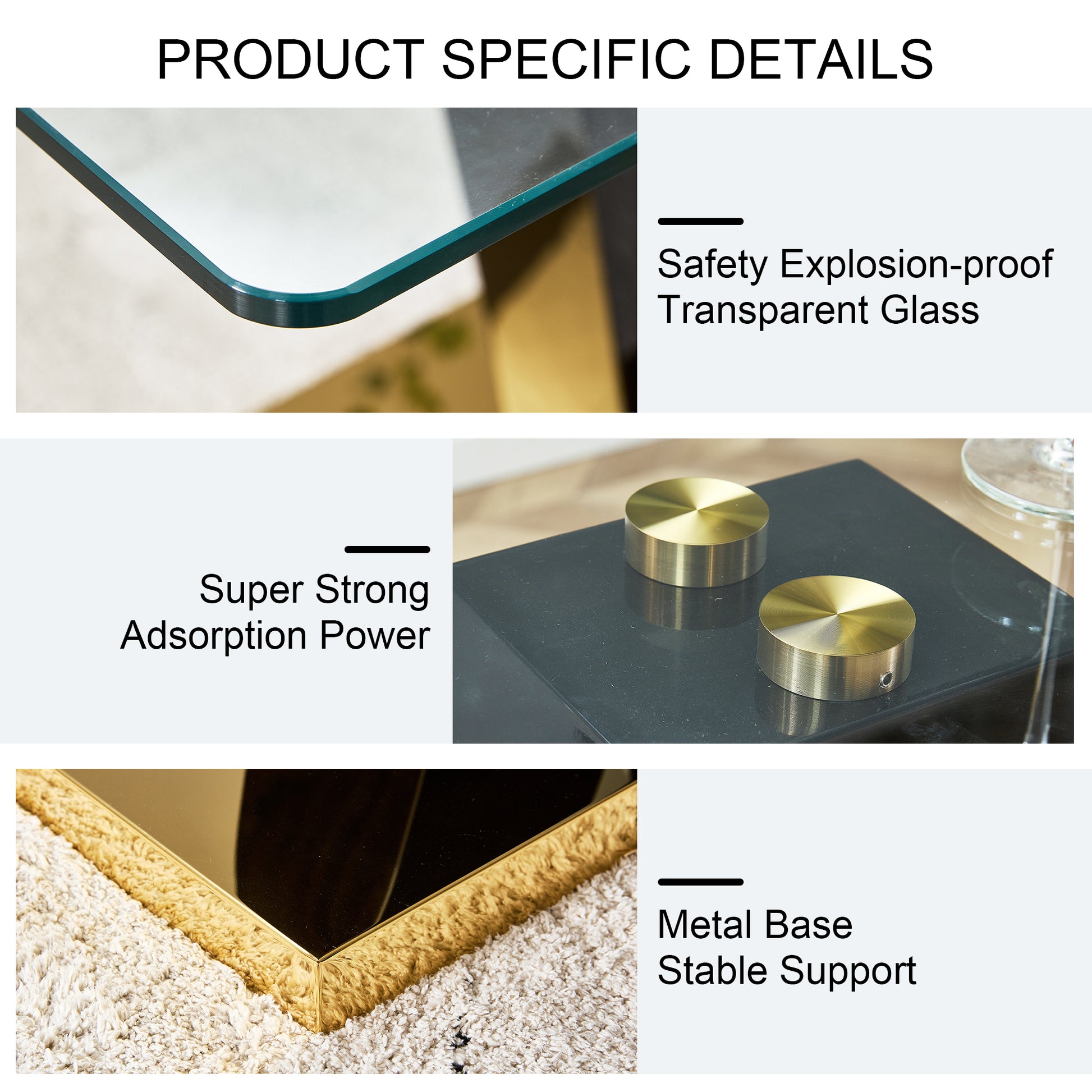 Table And Chair Set,Large Modern Minimalist Rectangular Glass Dining Table For 4 8 With 0.4" Tempered Glass Tabletop And Mdf Slab V Shaped Bracket, Pu And Gold Legs Of The Chair. Black Grey Seats 4 Tempered Glass