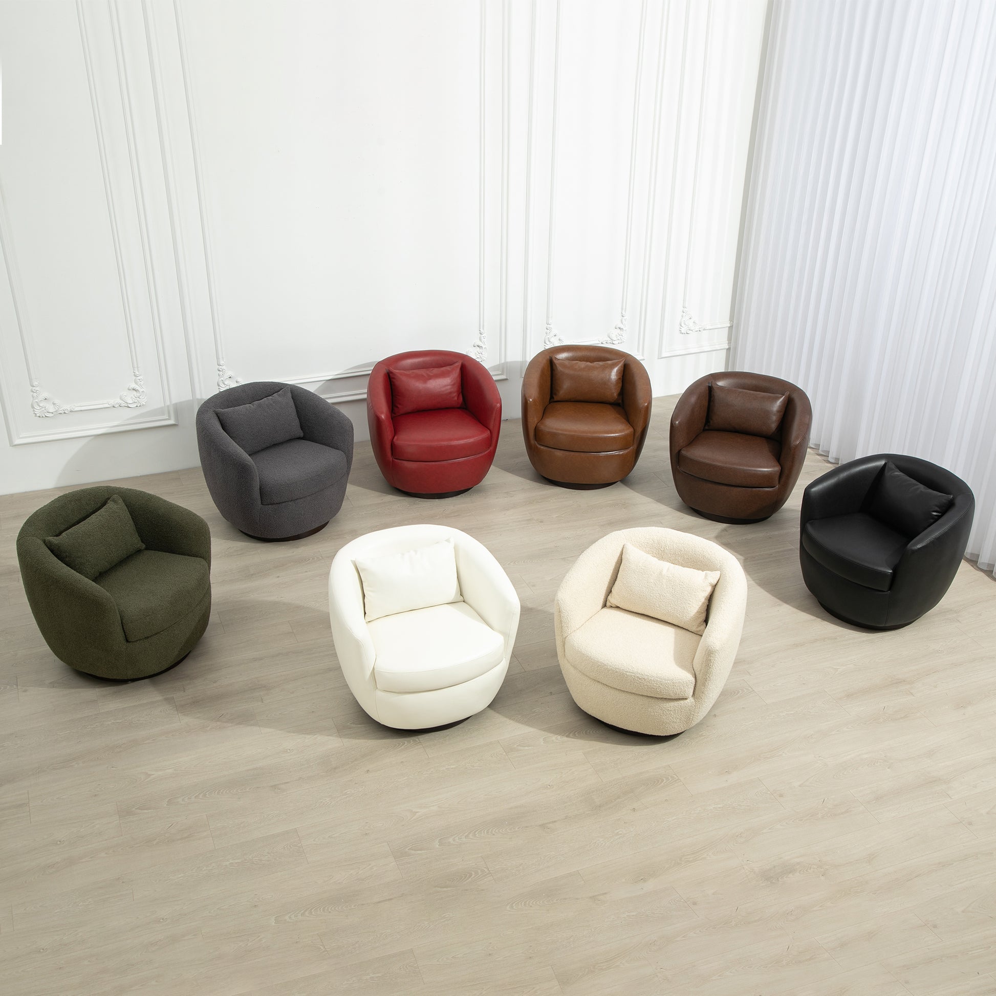 Upholstered Swivel Barrel Armchair With Storage Modern Living Room Side Chair For Bedroom Office Reading Spaces Pu Red Red Foam Upholstered