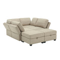 Oversized Modern 6 Seat Upholstered Sofa, Large Sectional Sofa With Storage Seats And Ottomanssofa Bed With Thick And Soft Cushions At All Sidesadjustable Arms And Backs Beige Beige Polyester 4 Seat