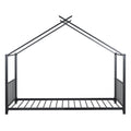 Twin Size Metal House Platform Bed, Black Box Spring Not Required Twin Black Metal Bedroom Bed Frame Metal