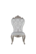 Wooden Side Chairs With Button Tufting, Set Of Two, Cream And White Beige White Wood Fabric