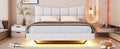 Full Size Upholstered Platform Bed With Led Lights,Usb Ports And Outlets,Linen Fabric,Beige Full Beige Wood Metal