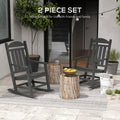 Outsunny 2 Pieces Outdoor Rocking Chair, All Weather Resistant Hdpe Rocking Patio Chairs With Rustic High Back, Armrests, Oversized Seat And Slatted Backrest, 350Lbs Weight Capacity, Dark Gray Dark Gray Plastic
