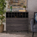 Wine & Bar Cabinet Grey Wood Metal