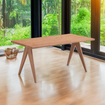Natural Dining Table With Wooden Leg Natural Seats 6 Dining Room Modern Rectangular Wood