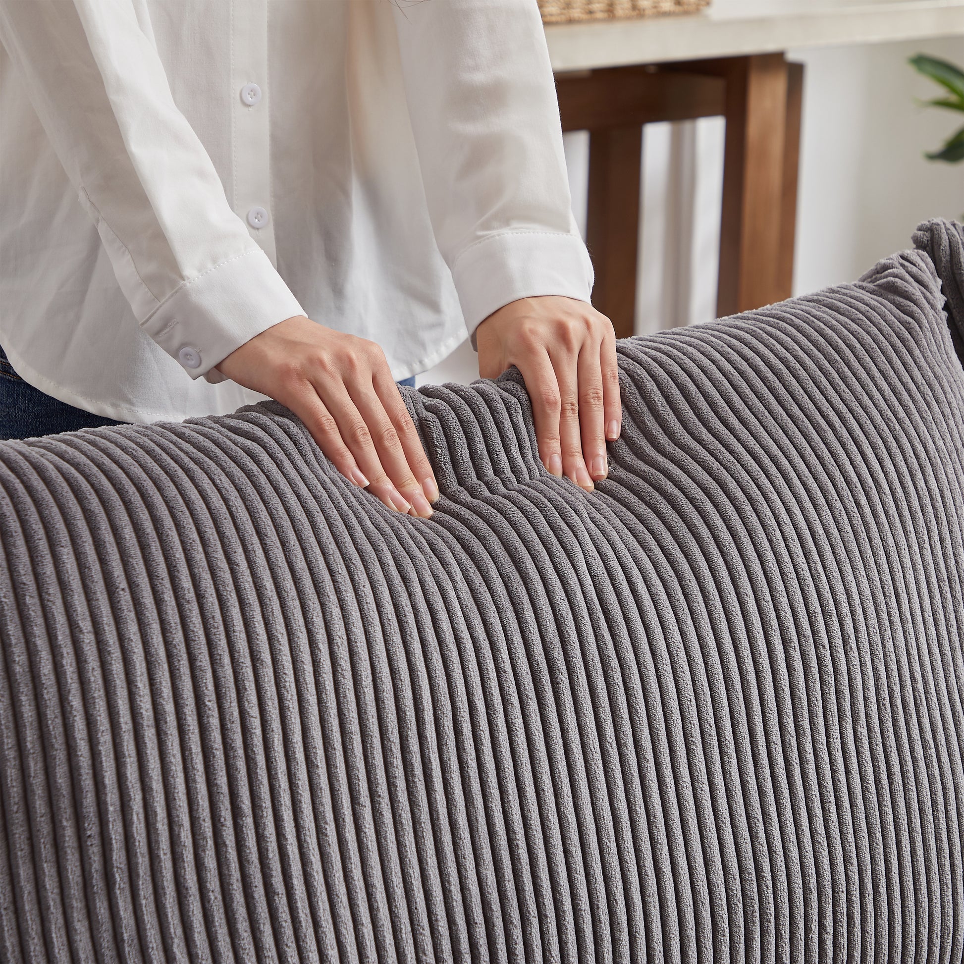 106" Multi Module Combination Style Sofa For Living Room, Bedroom And Other Lounge Spaces, Modern Minimalist Corduroy Combination Sofa With 2 Comfort Cushions With Usb & C Charging Ports Gray Gray Foam Fabric 4 Seat