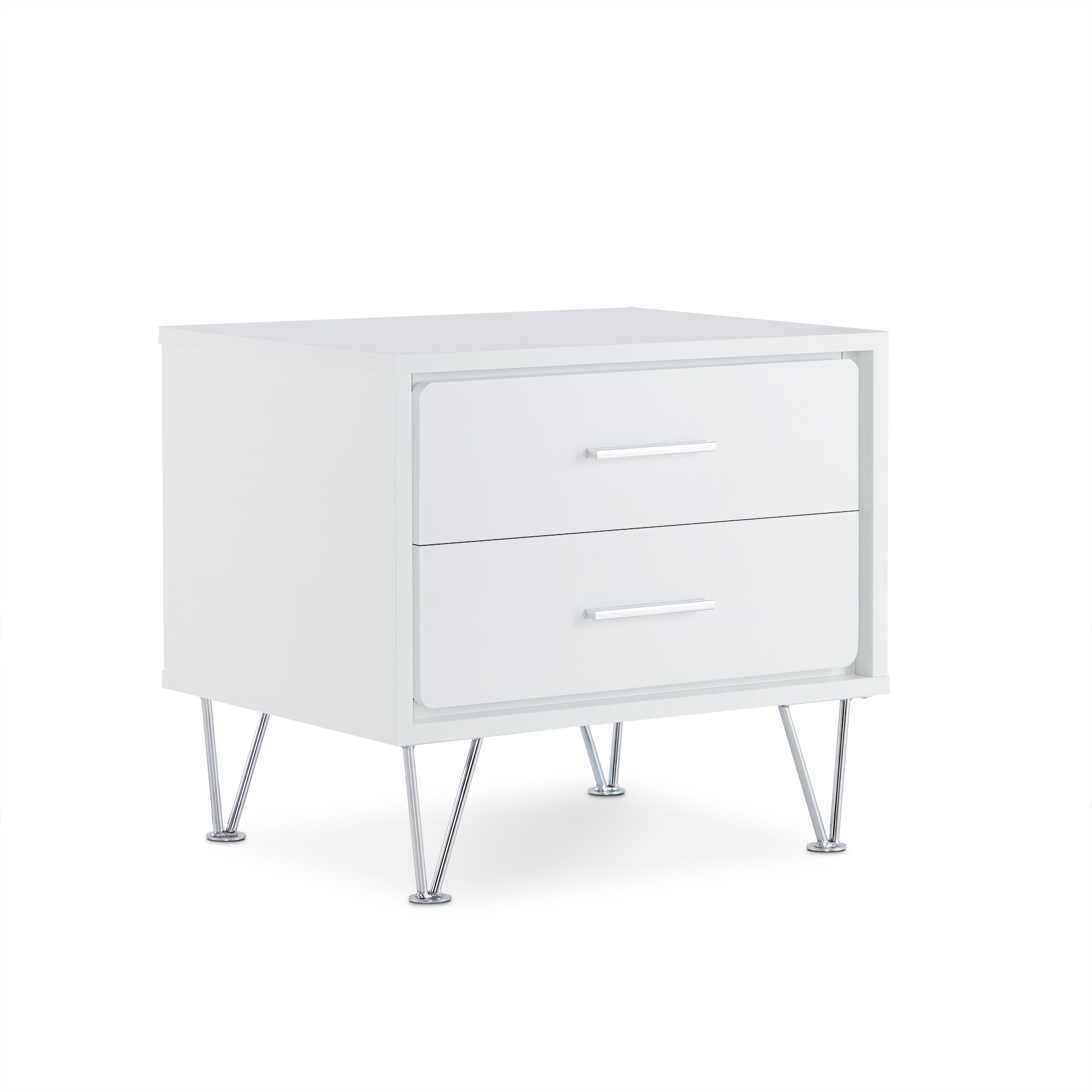 Deoss White Finish Accent Table White Mdf,Metal