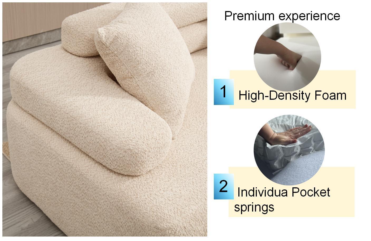 Unique Modeling Design,Upholstered Indoor Furniture,Foam Filled Sleeper Sofa Bed For Living Room,Bedroom,3 Colors Khaki Primary Living Space Modern Foam Polyester 4 Seat