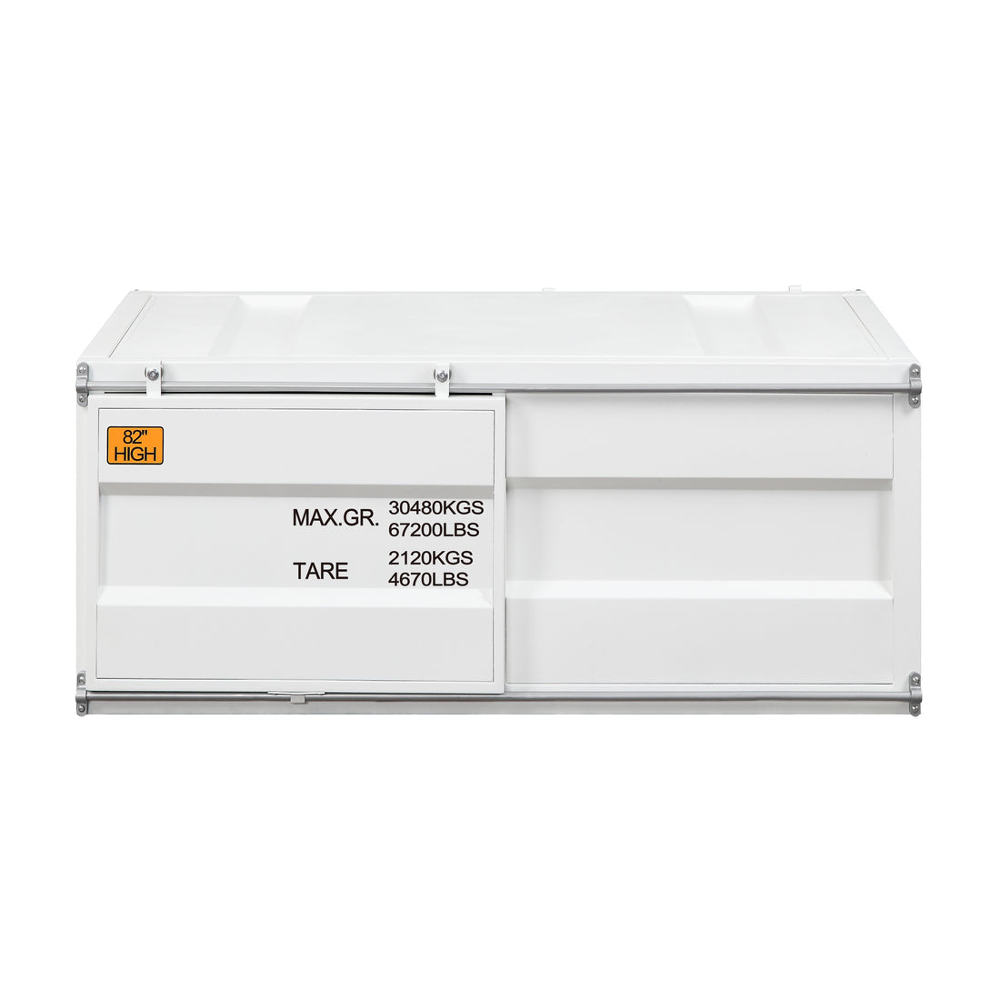 White Coffee Table With Sliding Door White Primary Living Space Contemporary,Industrial Rectangular Metal