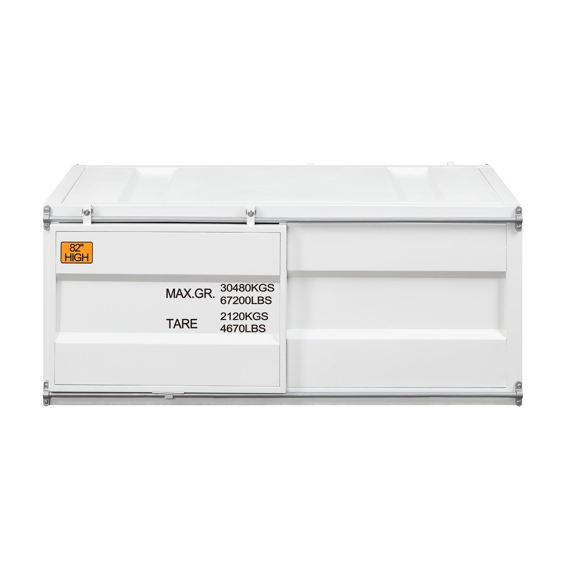 White Coffee Table With Sliding Door White Primary Living Space Contemporary,Industrial Rectangular Metal