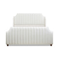 Addison King Channel Tufted Panel Bed Frame, Cloud White Performance Velvet Box Spring Required King White Wood Foam Velvet Velvet