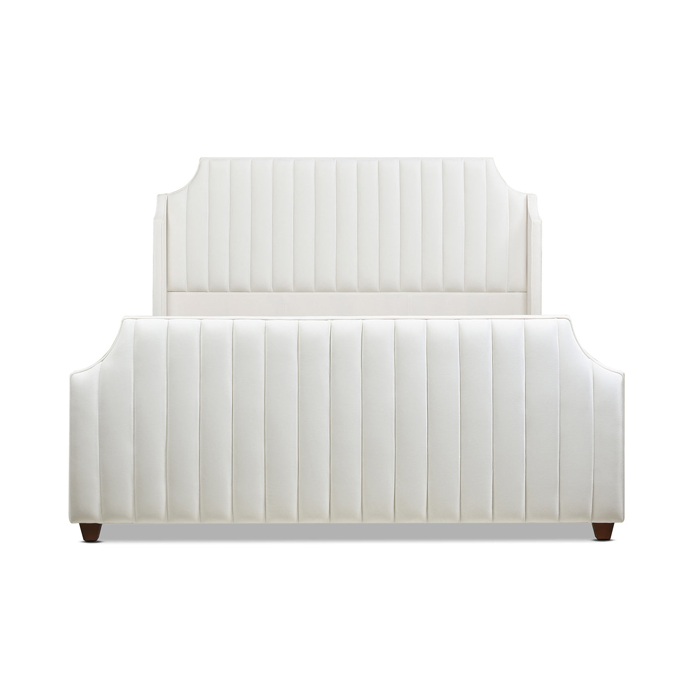 Addison King Channel Tufted Panel Bed Frame, Cloud White Performance Velvet Box Spring Required King White Wood Foam Velvet Velvet